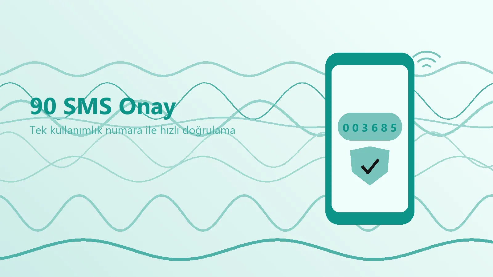 90 SMS Onay ile Türkiye numarasına gelen doğrulama kodunu gösteren açılış bannerı